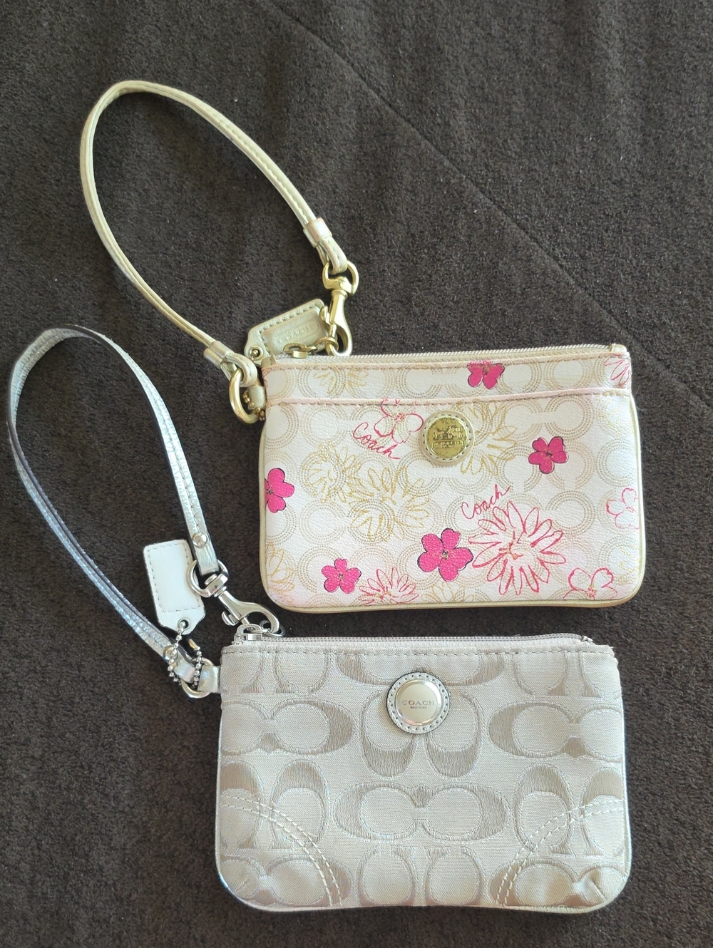 VTG Y2K Coach Wristlet Bundle Set of 2 Signature C Monogram& Waverly Floral Pink